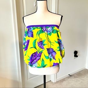 NWT Vintage ROSE MARIE REID Floral Blouson Tube Swim Top—SZ. 16
